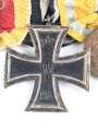 Baden / Sachsen. Ordenspange eines tapferen Kämpfers im 1. Weltkrieg, Silberne Verdienstmedaille, Eisernes Kreuz 2. Klasse 1914, Friedrich August Medaille in bronze