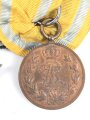 Baden / Sachsen. Ordenspange eines tapferen Kämpfers im 1. Weltkrieg, Silberne Verdienstmedaille, Eisernes Kreuz 2. Klasse 1914, Friedrich August Medaille in bronze