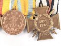 Baden / Sachsen. Ordenspange eines tapferen Kämpfers im 1. Weltkrieg, Silberne Verdienstmedaille, Friedrich August Medaille in bronze, Ehrenkreuz für Frontkämpfer. Vermutlich fehlt vorne ein Eisernes Kreuz  2. Klasse 1914