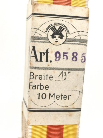 Baden, Bündel Ordensband  für die silberne Verdienstmedaille 1908-1918. Breite 30mm, in der originalen Banderole, laut dieser 10 Meter