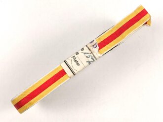 Baden, Bündel Ordensband  für die Bandspange zur silberne Verdienstmedaille 1908-1918. Breite 15mm, in der originalen Banderole, laut dieser 25 Meter