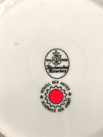Deutsche Arbeitsfront, Kantinenporzellan Suppenteller, Hersteller Hutschenreuther Hohenberg, Durchmesser 23cm, gebraucht