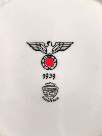 Heer, Kantinenporzellan Suppenteller, datiert 1939, Hersteller Rhenania Duisdorf-Bonn, Durchmesser 23cm, gebraucht