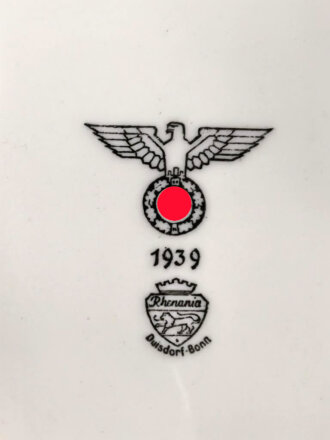 Heer, Kantinenporzellan Suppenteller, datiert 1939, Hersteller Rhenania Duisdorf-Bonn, Durchmesser 23cm, gebraucht