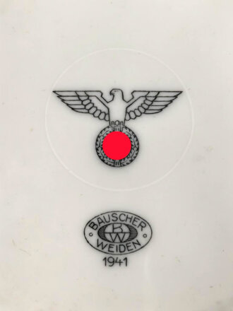 Heer, Kantinenporzellan Suppenteller, datiert 1941, Hersteller Bauscher Weiden, Durchmesser 23cm, gebraucht