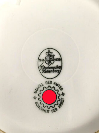 Deutsche Arbeitsfront, Kantinenporzellan Suppenteller, datiert 1939, Hersteller Hutschenreuther Hohenberg, Durchmesser 23cm, gebraucht
