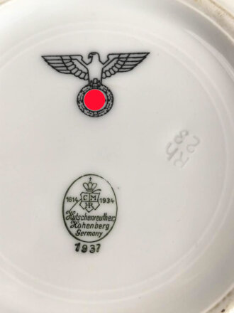 Heer, Kantinenporzellan Suppenteller, datiert 1937, Hersteller Hutschenreuther Hohenberg, Durchmesser 24cm, gebraucht
