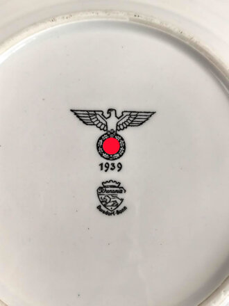 Heer, Kantinenporzellan Suppenteller, datiert 1939, Hersteller Rhenania Duisdorf-Bonn, Durchmesser 23cm, gebraucht