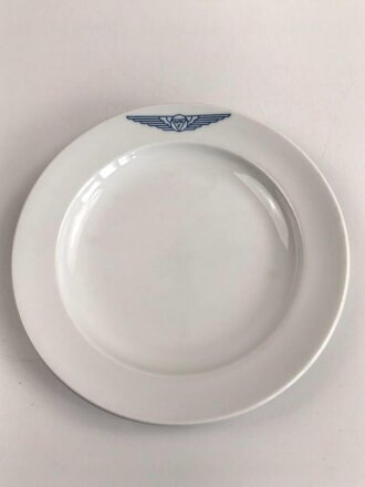 Deutsche Arbeitsfront, Kantinenporzellan flacher Teller der Wiener Neustädter Flugzeugwerke, Hersteller Bauscher Weiden, Durchmesser 23,5cm, gebraucht
