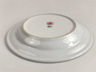 Deutsche Arbeitsfront, Kantinenporzellan flacher Teller der Wiener Neustädter Flugzeugwerke, Hersteller Bauscher Weiden, Durchmesser 23,5cm, gebraucht