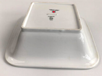 Heer, Kantinenporzellan große, eckige Schale, Kantenlänge 26,5cm, Hersteller Hutschenreuther Selb Bavaria 1940. Gebraucht