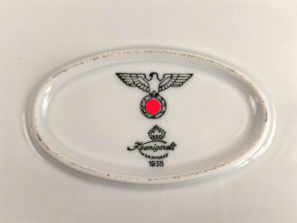 Heer, Kantinenporzellan große Vorlegeplatte, Gesamtlänge 41cm, Hersteller Königszelt 1938, Gebraucht