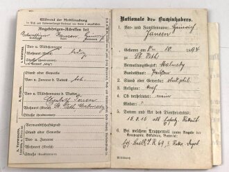 1. Weltkrieg, Militärpaß eines Angehörigen zunächst Infanterie Regiment 69.