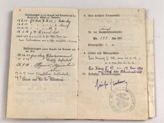 1. Weltkrieg, Militärpaß eines Angehörigen zunächst Infanterie Regiment 69.