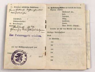 1. Weltkrieg, Militärpaß eines Angehörigen zunächst Infanterie Regiment 69.