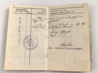 1. Weltkrieg, Militärpaß eines Angehörigen zunächst Infanterie Regiment 69.