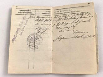 1. Weltkrieg, Militärpaß eines Angehörigen zunächst Infanterie Regiment 69.