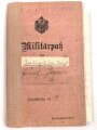 1. Weltkrieg, Militärpaß eines Angehörigen zunächst Infanterie Regiment 69.