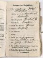 1. Weltkrieg, Militärpaß eines Angehörigen zunächst Infanterie Regiment 88, Krankerträgerausbildung, Pistole 08, ab 1914 Frankreichfeldzug, diverse Einsätze in Verdun