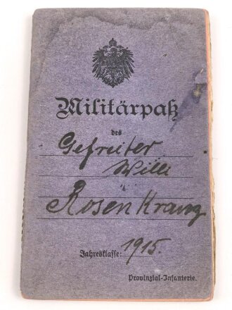 1. Weltkrieg, Militärpaß eines...