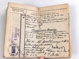 1. Weltkrieg, Militärpaß eines Angehörigen zunächst Feldartillerie Regiment 27. Frankreichfeldzug