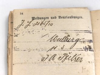 1. Weltkrieg, Militärpaß eines Angehörigen zunächst Feldartillerie Regiment 27. Frankreichfeldzug