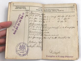 1. Weltkrieg, Militärpaß eines Angehörigen zunächst Feldartillerie Regiment 27. Frankreichfeldzug