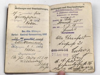 1. Weltkrieg, Militärpaß eines Angehörigen Landsturm Infanterie Batl. Wahn.