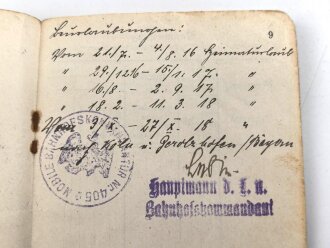 1. Weltkrieg, Militärpaß eines Angehörigen Landsturm Infanterie Batl. Wahn.