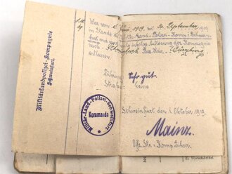 1. Weltkrieg, Militärpaß eines Angehörigen Landsturm Infanterie Batl. Wahn.