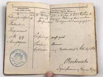 1. Weltkrieg, Militärpaß eines Angehörigen Landsturm Infanterie Batl. Wahn.