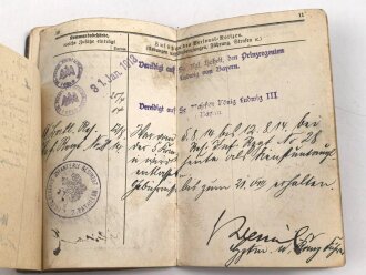 1. Weltkrieg, Militärpaß eines Angehörigen Landsturm Infanterie Batl. Wahn.