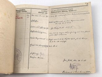 1. Weltkrieg, Militärpaß eines Angehörigen Ersatz Btl. Infanterie Regiment 117. Flandern, Champagne, Argonnen, Hessische Tapferkeitsmedaille, Eisernes Kreuz II. Klasse