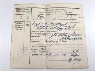 1. Weltkrieg, Militärpaß eines Angehörigen Ersatz Btl. Infanterie Regiment 117. Flandern, Champagne, Argonnen, Hessische Tapferkeitsmedaille, Eisernes Kreuz II. Klasse