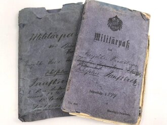1. Weltkrieg, Militärpaß eines einjährig Freiwilligen im hessischen Infanterie Regiment 81. Eingetragene Landwehr Dienstauszeichnung II. Klasse. Während des 1. Weltkrieg zum immobilen Kraftwagen depot nach Frankfurt / Main versetzt.