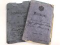 1. Weltkrieg, Militärpaß eines einjährig Freiwilligen im hessischen Infanterie Regiment 81. Eingetragene Landwehr Dienstauszeichnung II. Klasse. Während des 1. Weltkrieg zum immobilen Kraftwagen depot nach Frankfurt / Main versetzt.