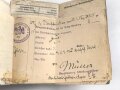 1. Weltkrieg, Militärpaß eines einjährig Freiwilligen im hessischen Infanterie Regiment 81. Eingetragene Landwehr Dienstauszeichnung II. Klasse. Während des 1. Weltkrieg zum immobilen Kraftwagen depot nach Frankfurt / Main versetzt.