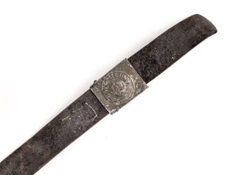 1.Weltkrieg Preussen. Koppel für Mannschaften, Eisenschloss lackiert, Länge des Riemen 103cm, ungereinigt