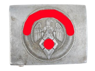Koppelschloss für Angehörige der Hitlerjugend, späte Ausführung aus Zink, Hersteller M4/44. Leicht verbeult