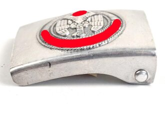 Koppelschloss für Angehörige der Hitlerjugend, Leichtmetall, ungetragenes Stück mit RZM Etikett, Hersteller M4/46
