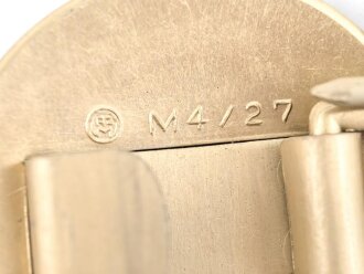 Leibriemenschloss für politische Leiter der NSDAP. Ungetragenes Leichtmetallstück mit RZM Etikett. Hersteller M4/39