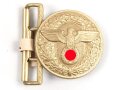 Leibriemenschloss für politische Leiter der NSDAP. Ungetragenes Leichtmetallstück mit RZM Etikett. Hersteller M4/39