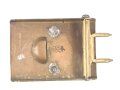Koppelschloss für Angehörige der SA. Kleine Ausführung in knapp 40mm, auf der Spitze stehendes Hakenkreuz. Hersteller LF