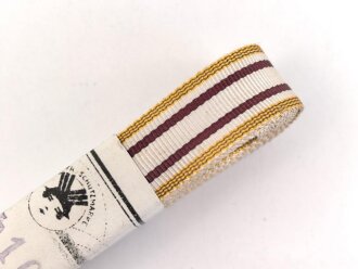 Rumänien, Bündel Band zur Bandspange des Sanitäts Verdienstkreuz. Breite 15mm, in der originalen Banderole, laut dieser 6 Meter