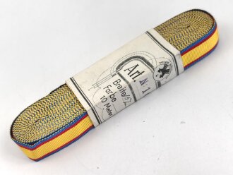 Rumänien, Bündel Ordensband für die Bandspange zur Medaille Mannhaftigkeit und Treue . Breite 15mm, in der originalen Banderole, laut dieser 10 Meter