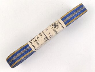 Rumänien, Bündel Band für die Bandspange zum Verdienstorden der Luftwaffe (Ordinul "Virtutea Aeronauticã"). Breite 15mm, in der originalen Banderole, laut dieser 15 Meter