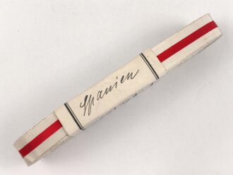 Spanien, Bündel Ordensband für die Bandspange zum Rot Kreuz Verdienstorden. Breite 15mm, in der originalen Banderole, laut dieser 10 Meter