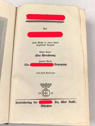 Adolf Hitler "Mein Kampf" blaue Ganzleinenausgabe von 1937