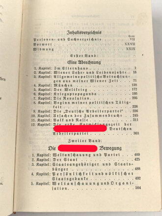 Adolf Hitler "Mein Kampf" Hochzeitsausgabe der Gemeinde Bruck an der Leitha Österreich von 1939, Portrait vorne hat sich gelöst, datiert 1943