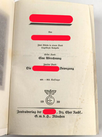 Adolf Hitler "Mein Kampf" Hochzeitsausgabe der Stadt Wien, datiert 1940, Ausgabe 1939
